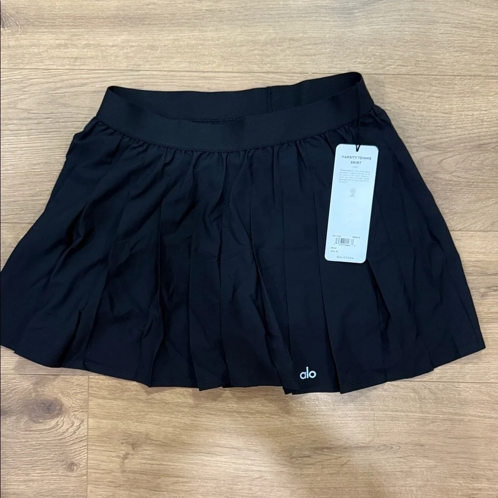 ALO Yoga Black Varsity Tennis Skirt